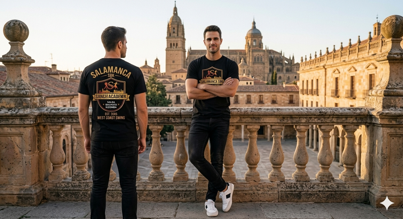 Model wearing the Salamanca SBK studio t-shirt